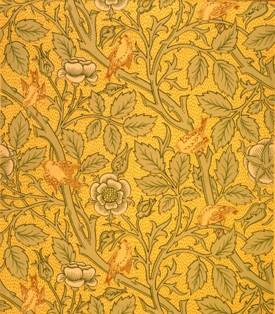 Diseño de papel tapiz de pájaros de William Morris